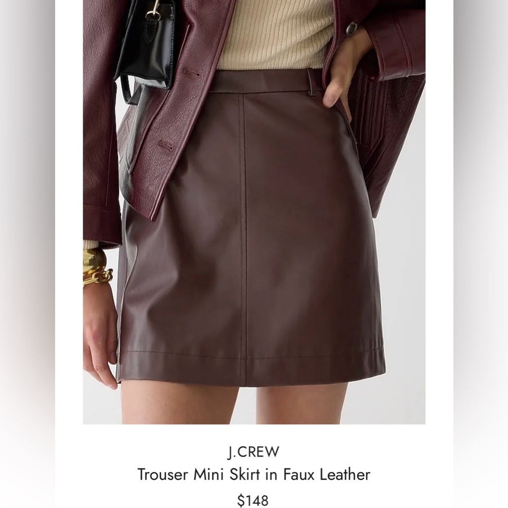J. Crew Chocolate Brown Leather Mini Skirt size 10